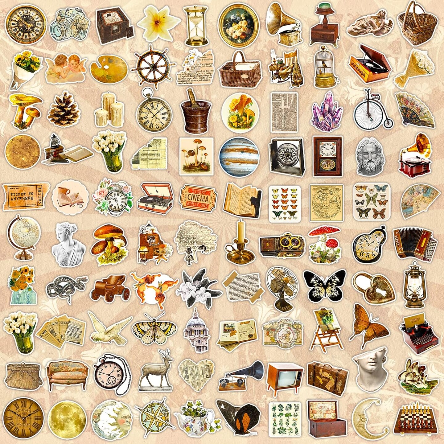 150 PCS Vintage Scrapbook Stickers