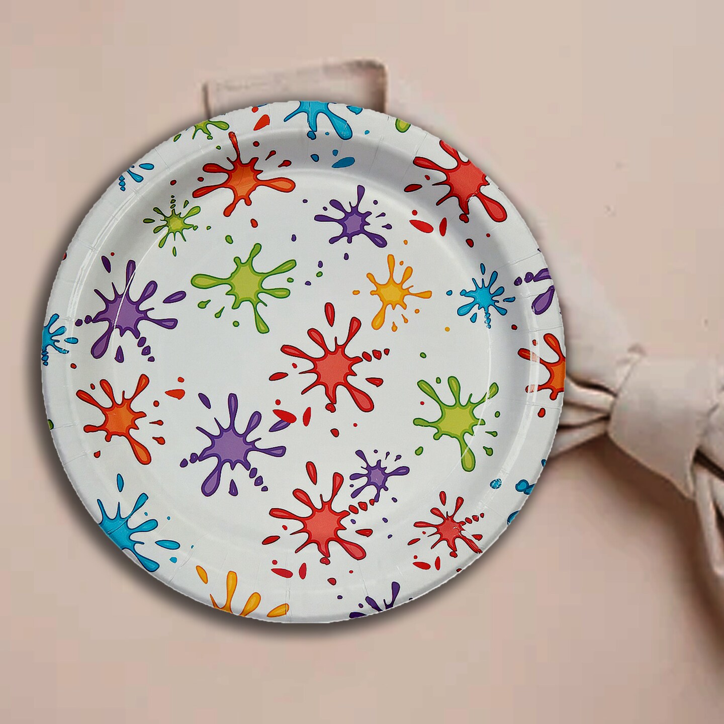 8 Count Little Artist Party Paper Dinner Plates 9&#x22; Colorful Paint Splatters Birthday Tableware