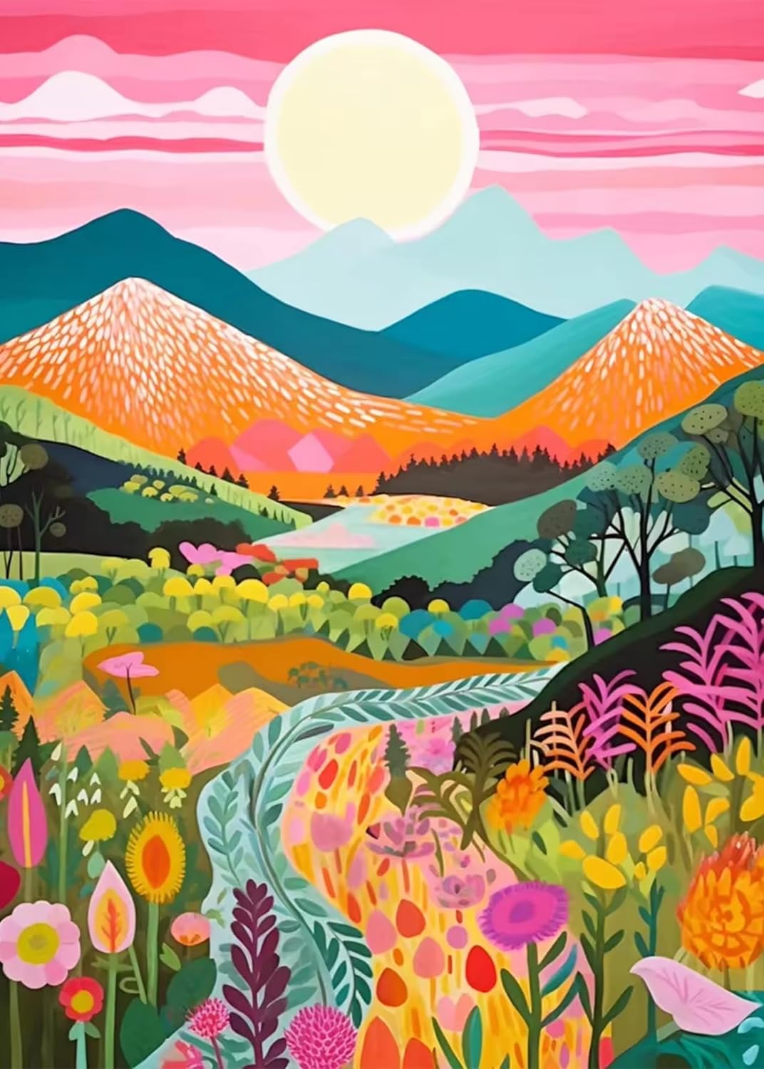 5D Diamond Painting Kits for Adults Beginners Mountain Flower