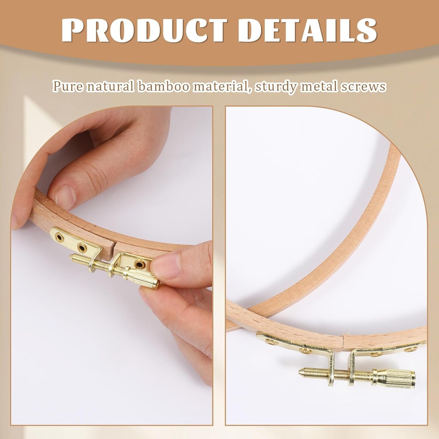 2 Pieces Wood Embroidery Hoops, 7 Inch Wooden Cross Stitch Hoops