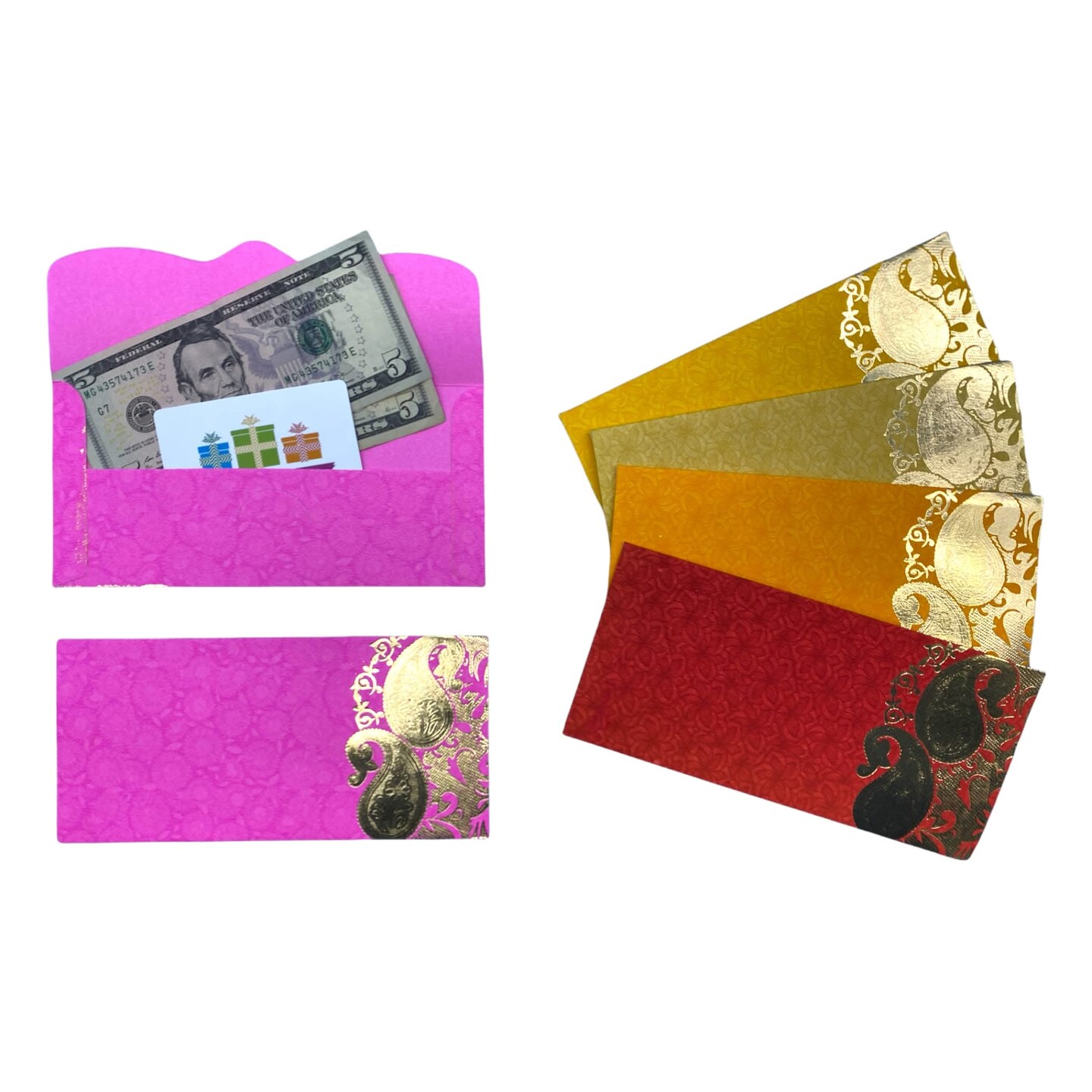 Pack of 10 Money Envelopes for Cash Assorted Indian Paper Shagun Lifafa Gift Cards Ganesha Decorative Lucky Cash Card Currency Holder Tip Envelopes Wedding Diwali Gift