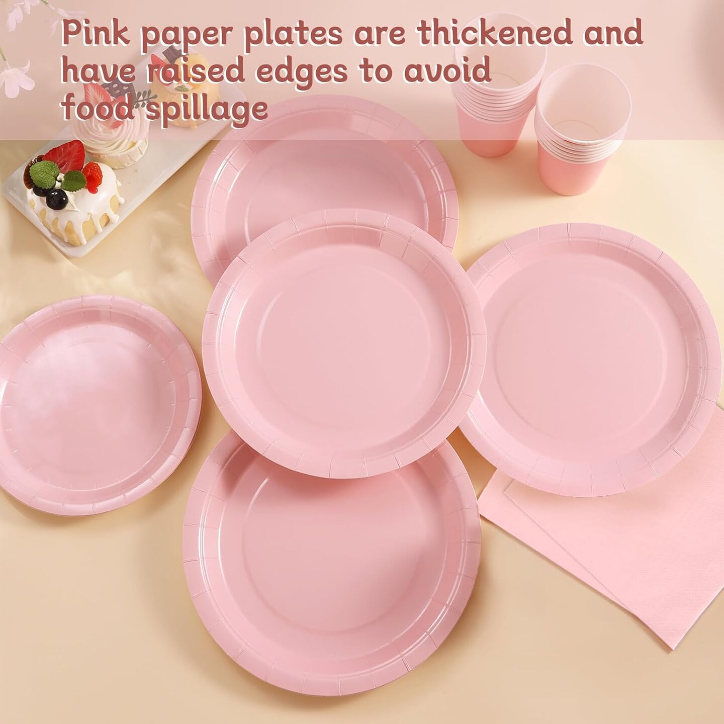 200Pcs Baby Shower Party Supplies Set &#x2013; Plates, Cups &#x26; Napkins for 50 Guests (Pink)