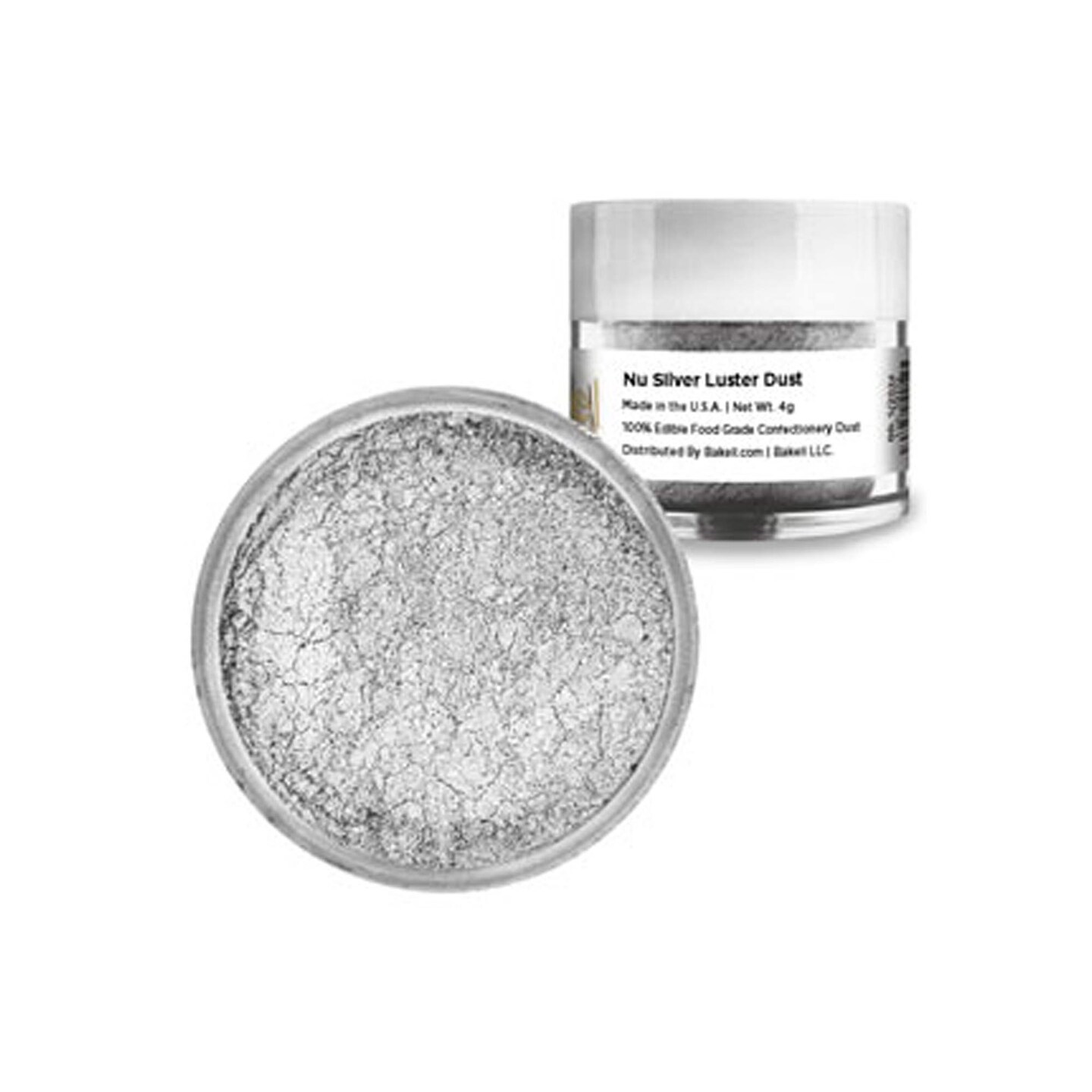 4 Gram Kosher Certified NU Super Silver Luster Dust Edible Shimmer for Cake and Treat Decorating