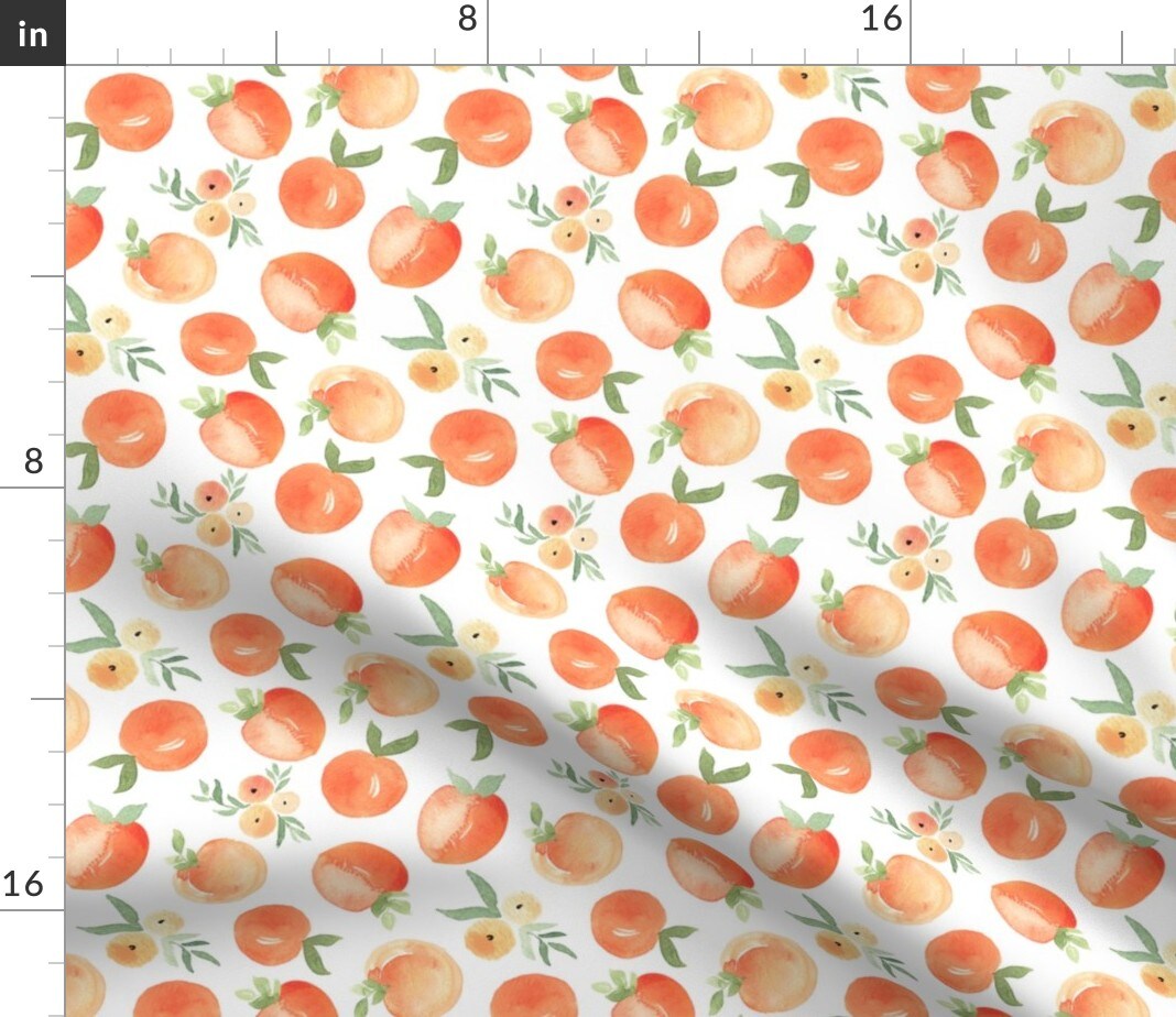 Painted Peaches Fruit Peach Summer Garden Food Kitchen Custom Printed Fabric by Spoonflower Various Fabrics by the Yard or Fat Quarter