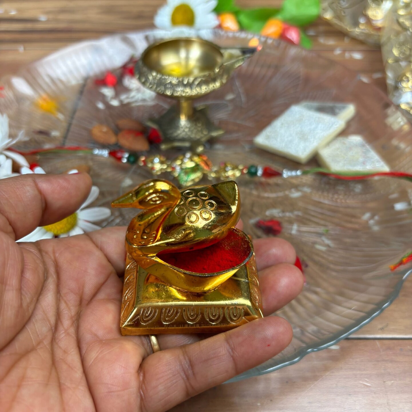 Pooja Return Gift Bulk Haldi Kumkum Thali Holder, , Indian Housewarming Gifts, Shivratri, Wedding Favor, Navarathri Favors, Baby Shower Gift