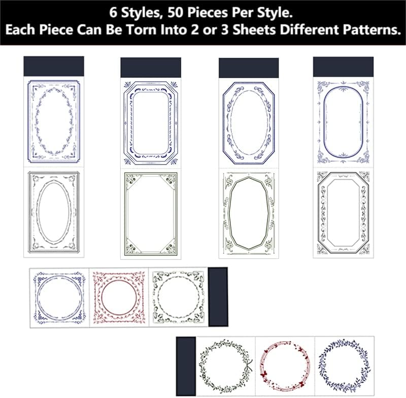 300Pcs Vintage Scrapbook Decorative Paper (6 packs 2)