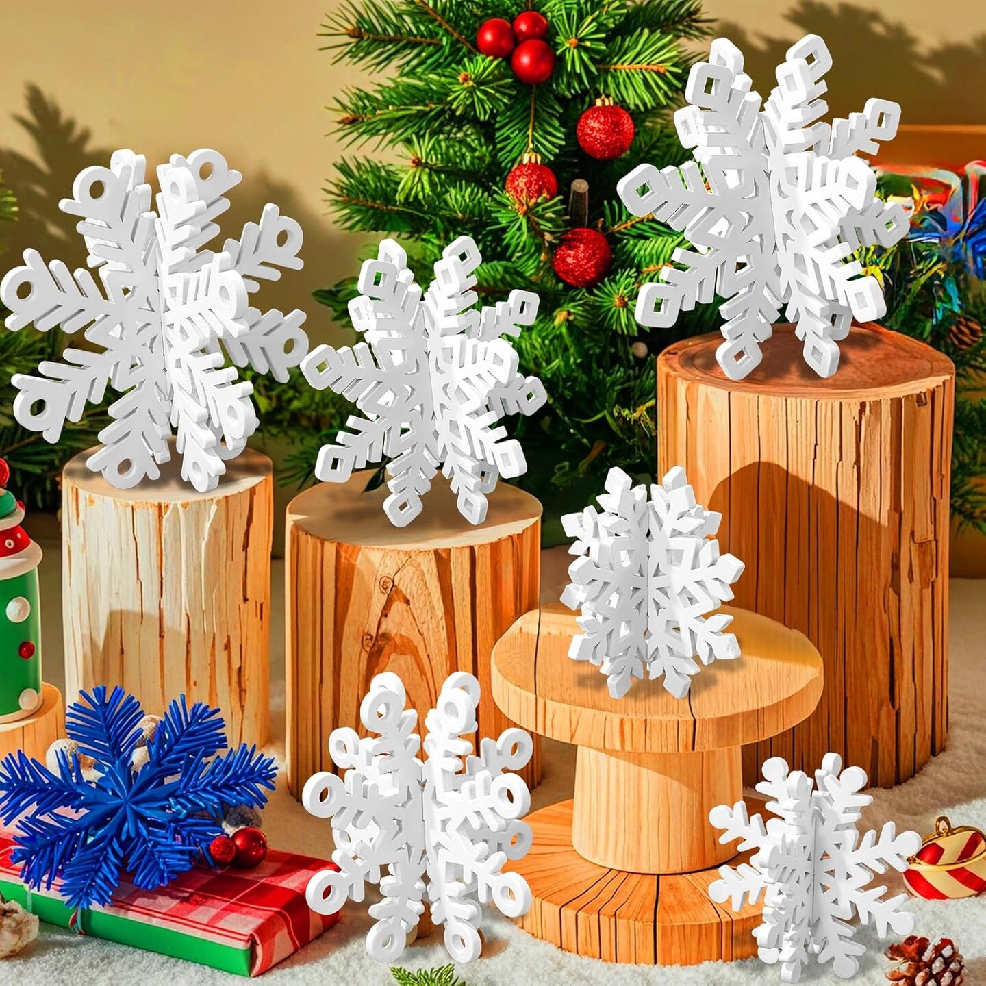 6 Sets White Snowflake Decorations - Centerpiece Table Decor