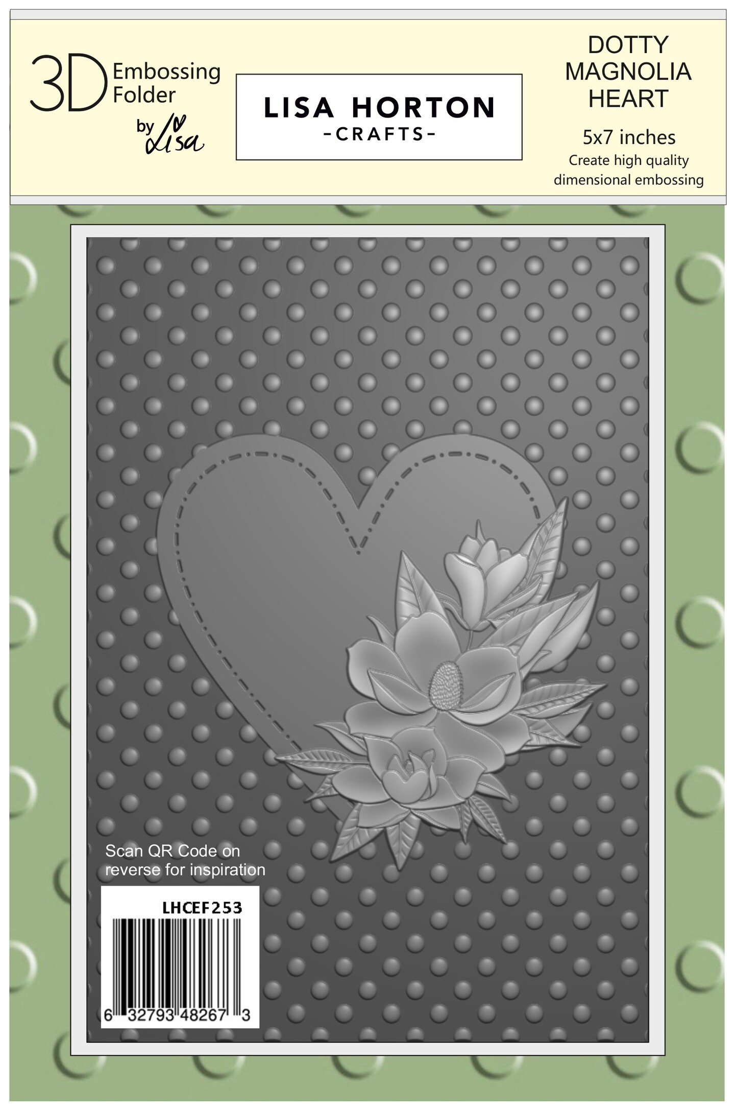 Lisa Horton Crafts Embossing Folder 5"X7"-Dotty Magnolia Heart