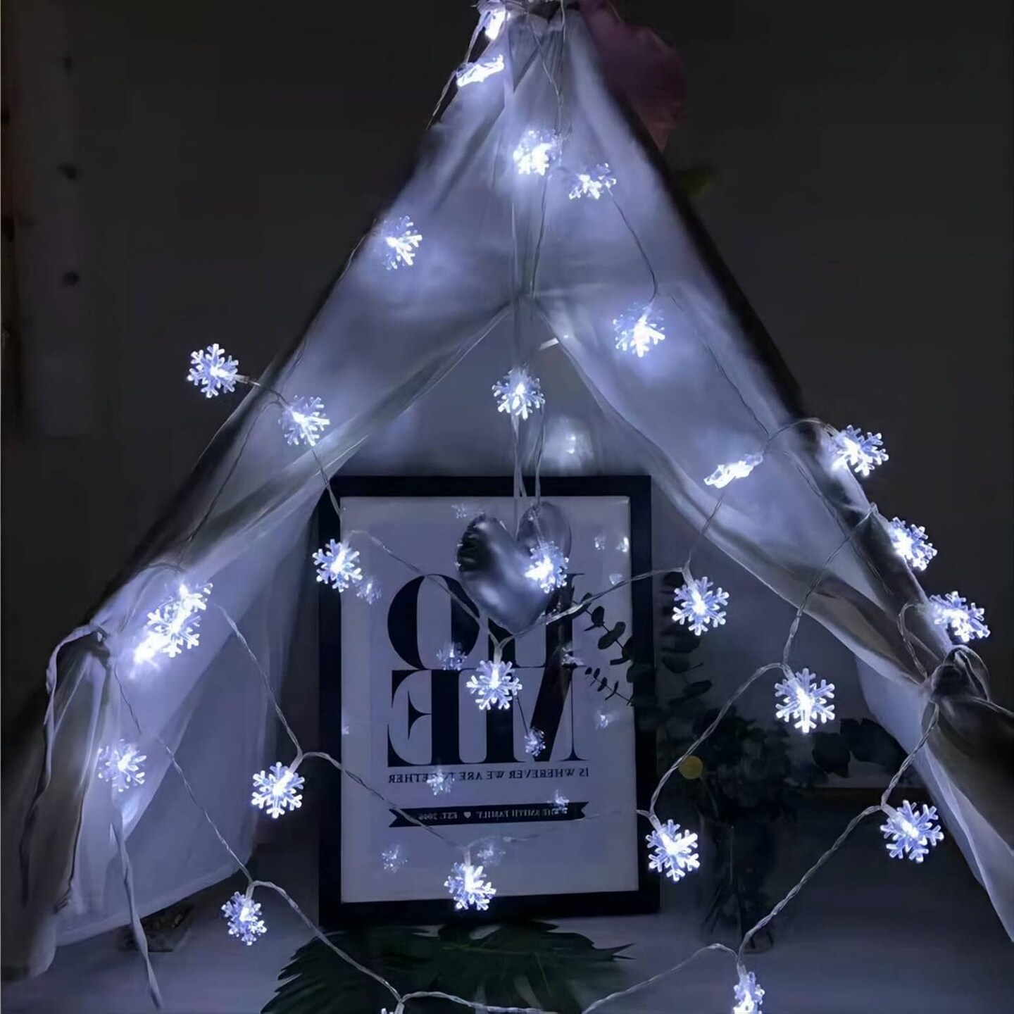 Christmas Lights - 20 Ft 40 LED Snowflake String Lights (Snowflake-White)
