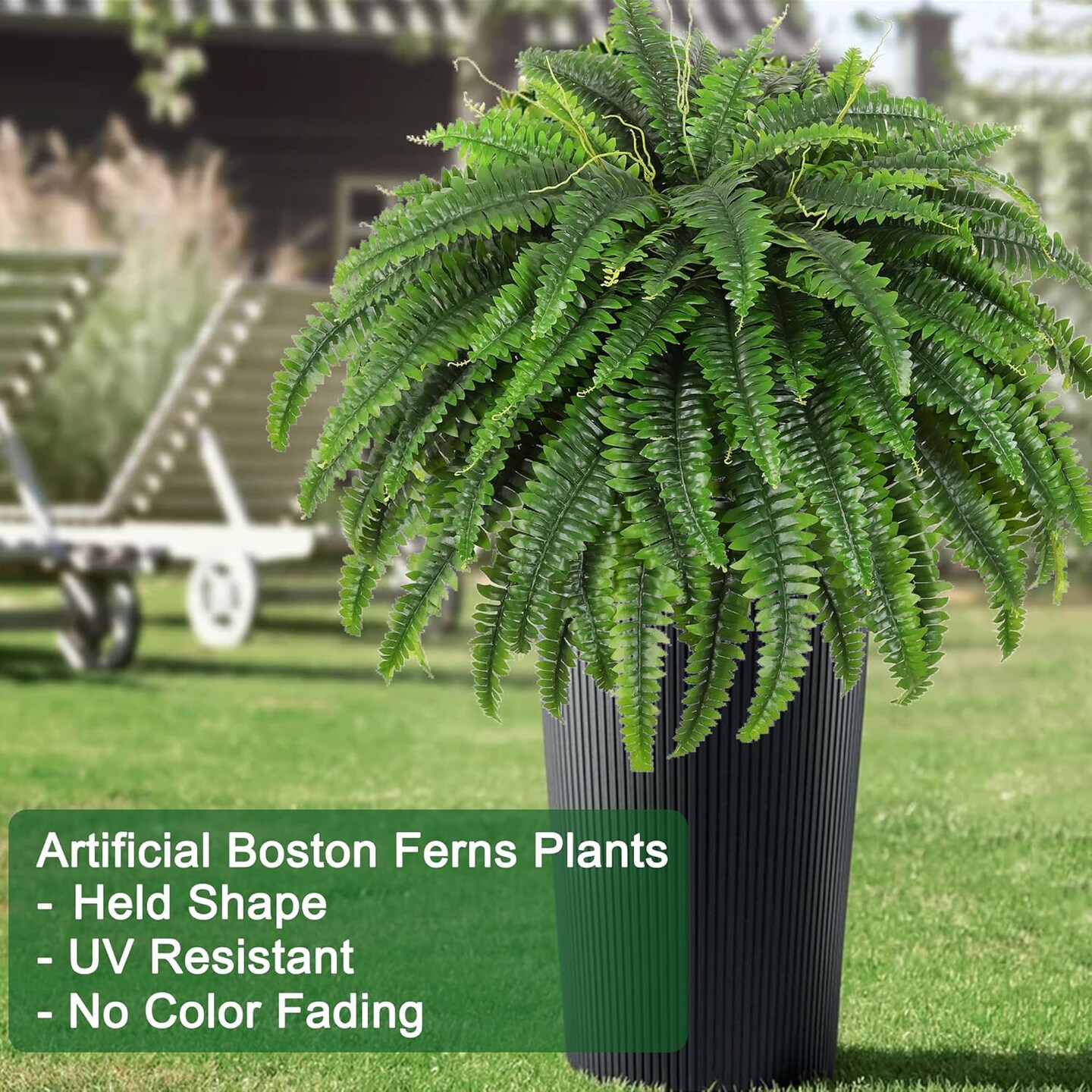 49Inch Large Artificial Ferns for Outdoors (Green) 49"D x 49"W x 26"H