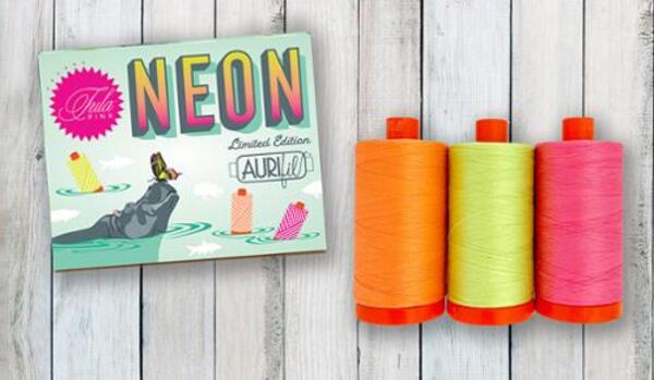 Aurifil Tula Pink Neon's & Neutrals (Neon Large Spools) Thread Set by Tula Pink | (The Tula Pink Neon's & Neutrals (Neon Large Spools) thread set, curated by Tula Pink, contains three large spools
)