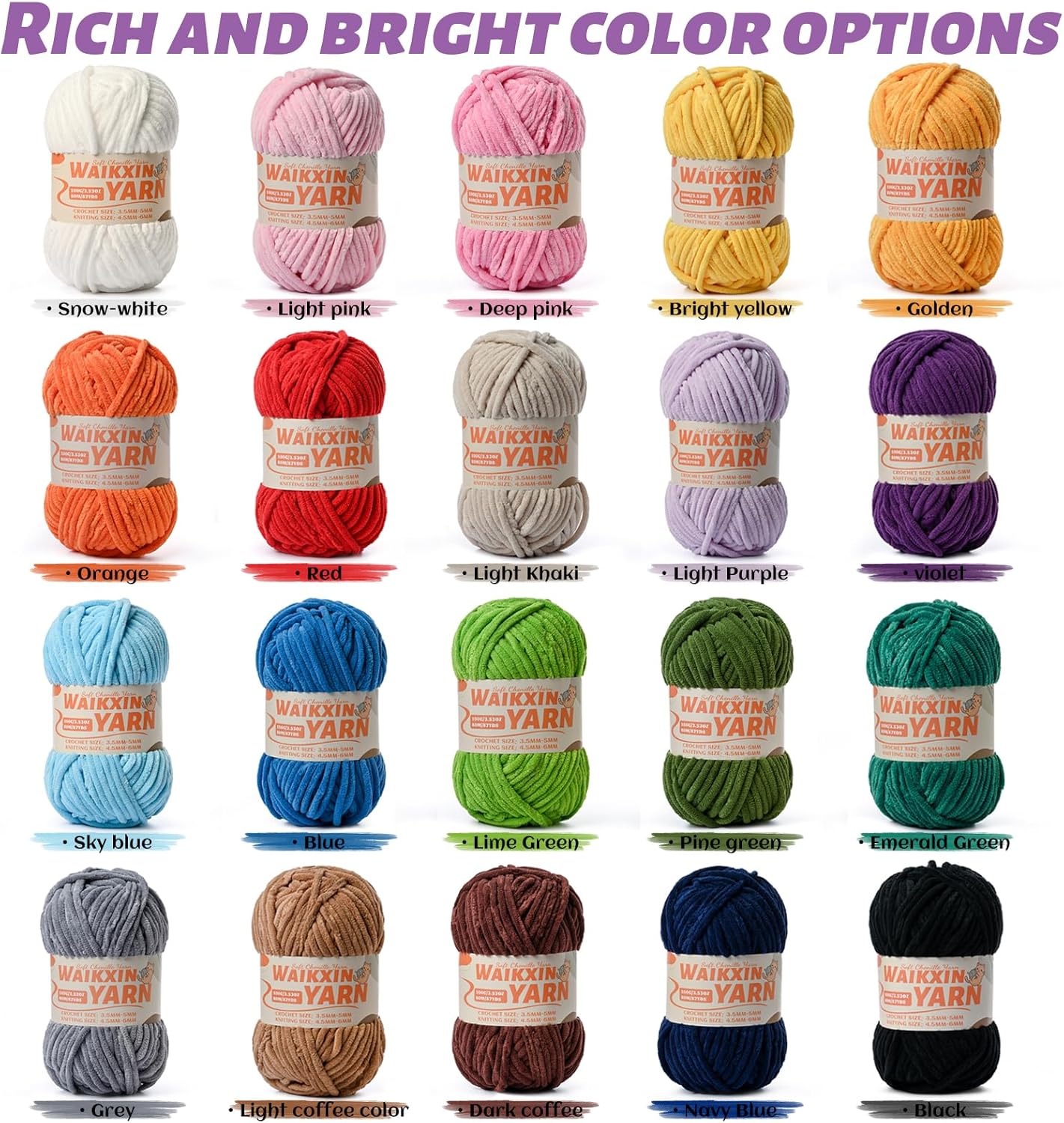 87 Yards - Super Soft Fuzzy Chenille Chunky Yarn for Crocheting(Black&#xFF09;