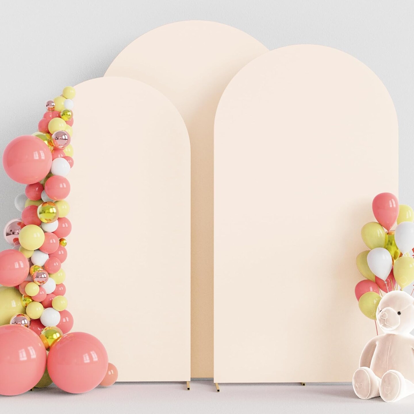 Set of 3 Spandex Wedding Arch Covers &#x2013; Fits 7.2FT, 6.6FT, 6FT Round Top Chiara Backdrop Stands