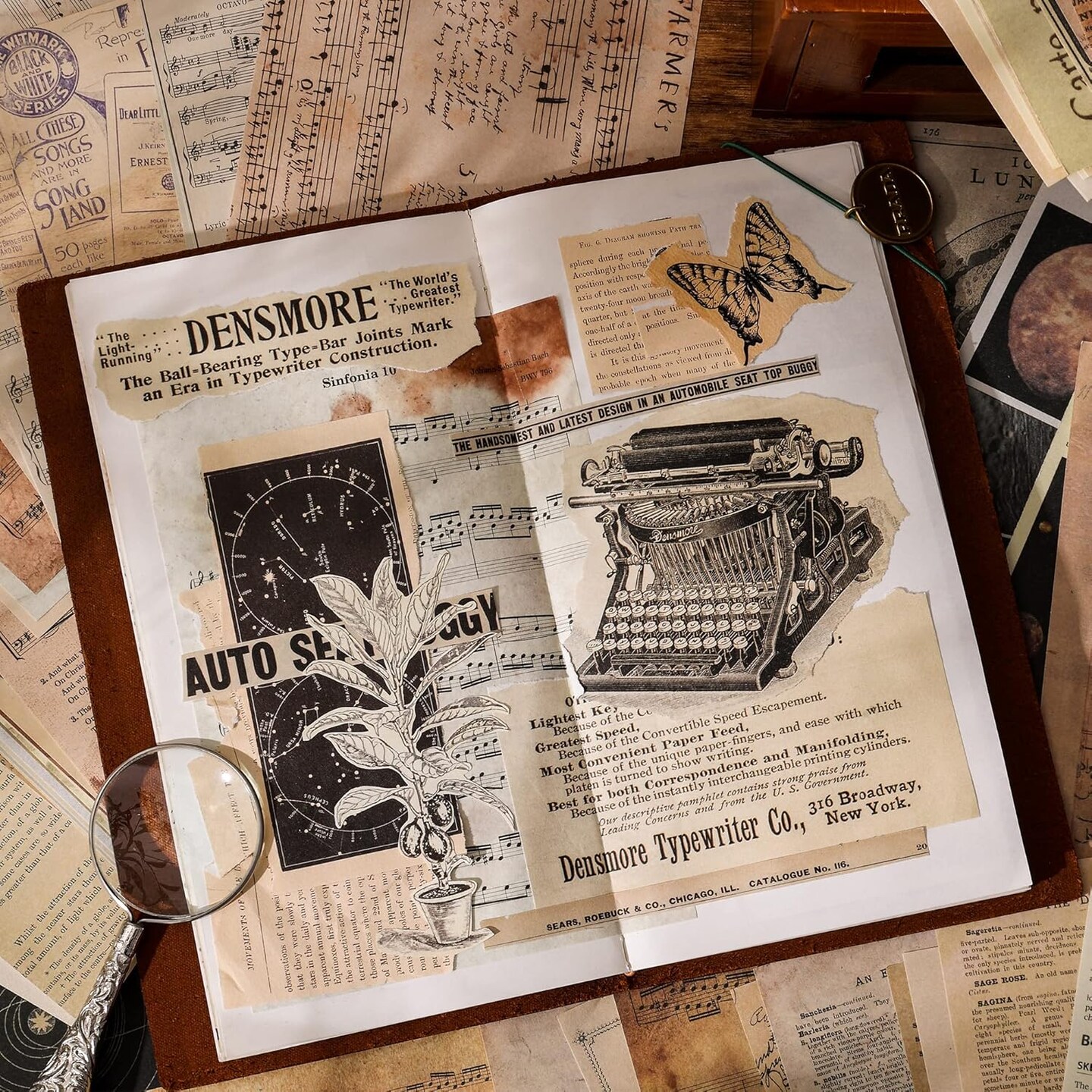 200 Sheets of Vintage Scrapbook Paper (Vintage 6 Theme) 6.8 x 4.8 inches or 17 x 12 cm