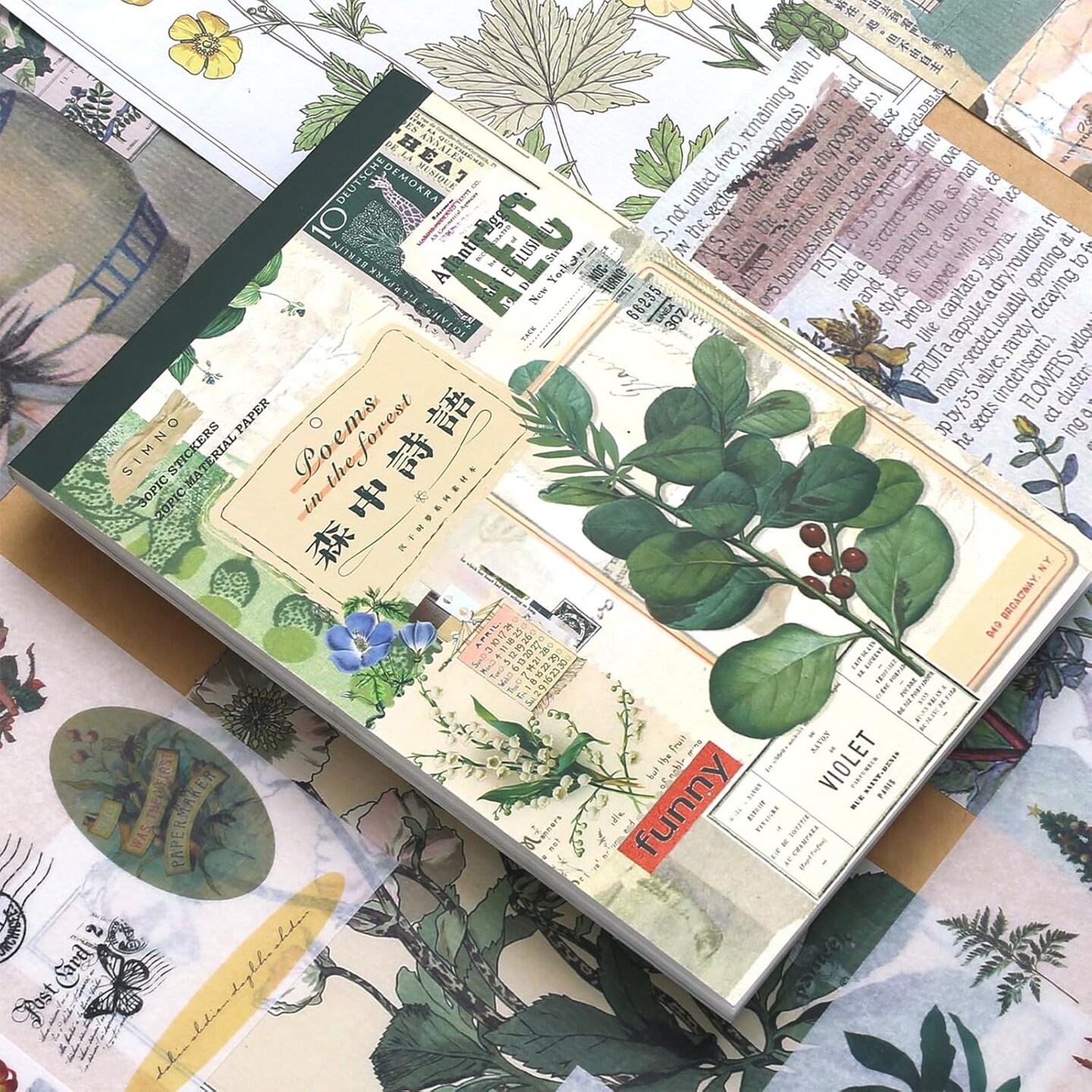 420Pcs Vintage Scrapbooking Stickers Pack - Butterfly &#x26; Plant
