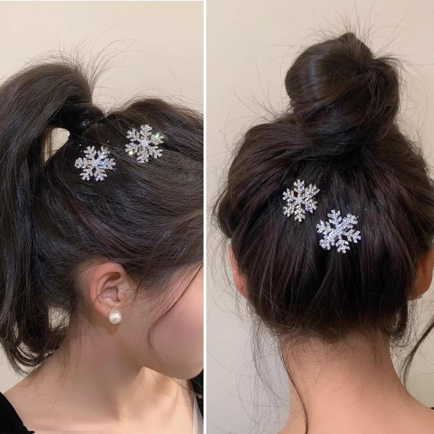 Sparkly Rhinestone Snowflake Hair Clip