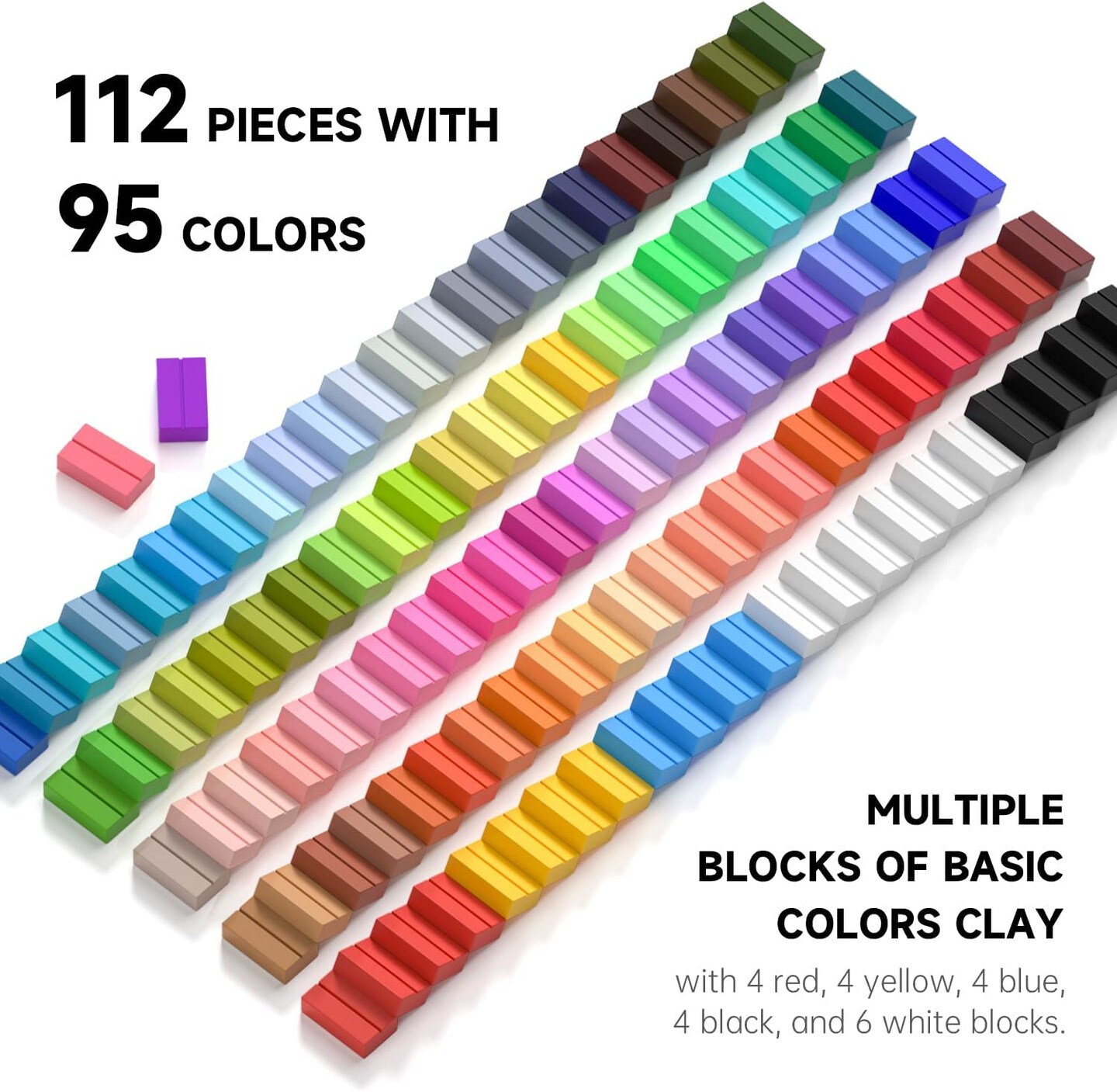 Art 117 PCS Small Block Polymer Clay Kit,95 Unique Colors,5 Modeling Clay Tools