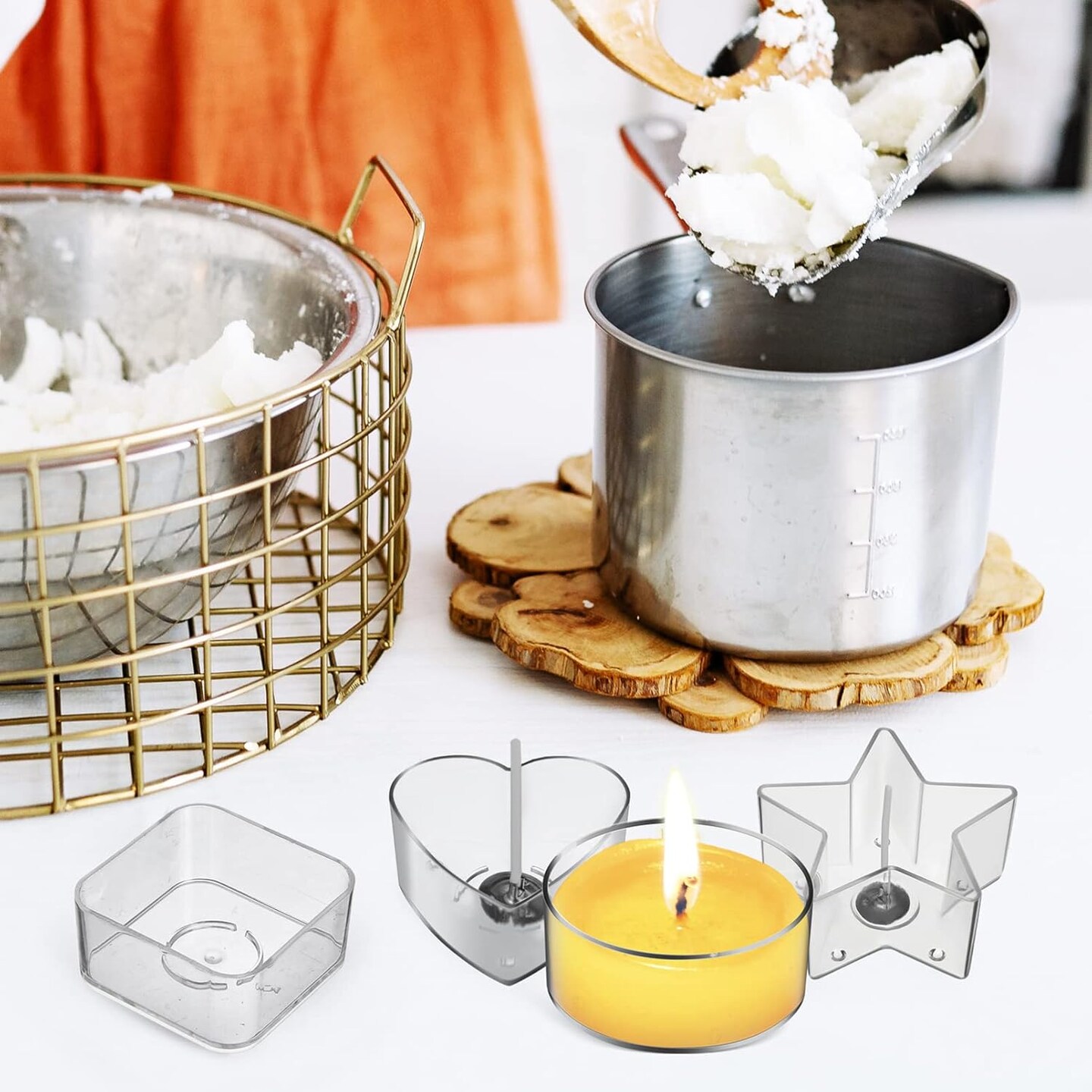 100pcs Wicks with 40pcs Plastic Clear Tea Light Candle Cup Holders set ( 10pcs each )