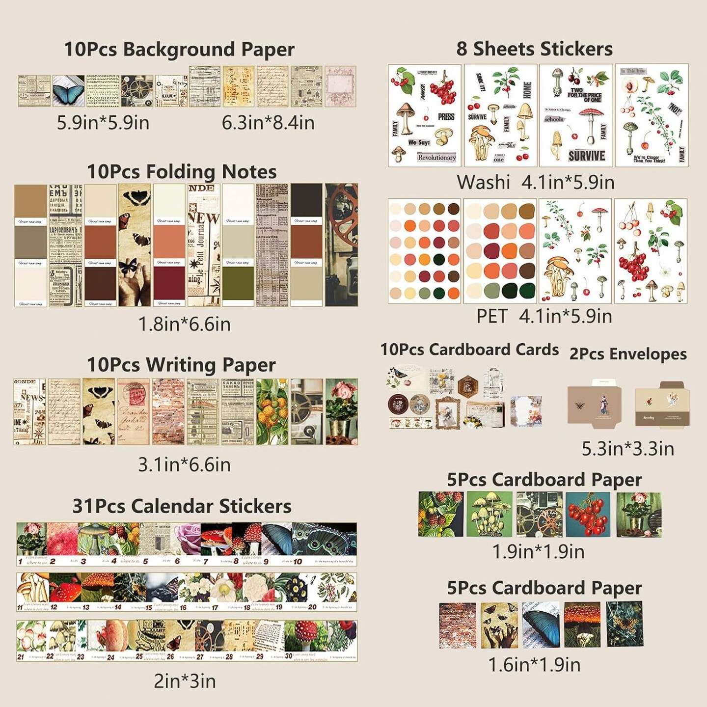 Scrapbook Kit for Beginners – Aesthetic Junk Journal & Bullet Journal Supplies, DIY Planner & Craft Paper Materials for Scrapbooking, Journaling, and Arts & Crafts for Women and Adults