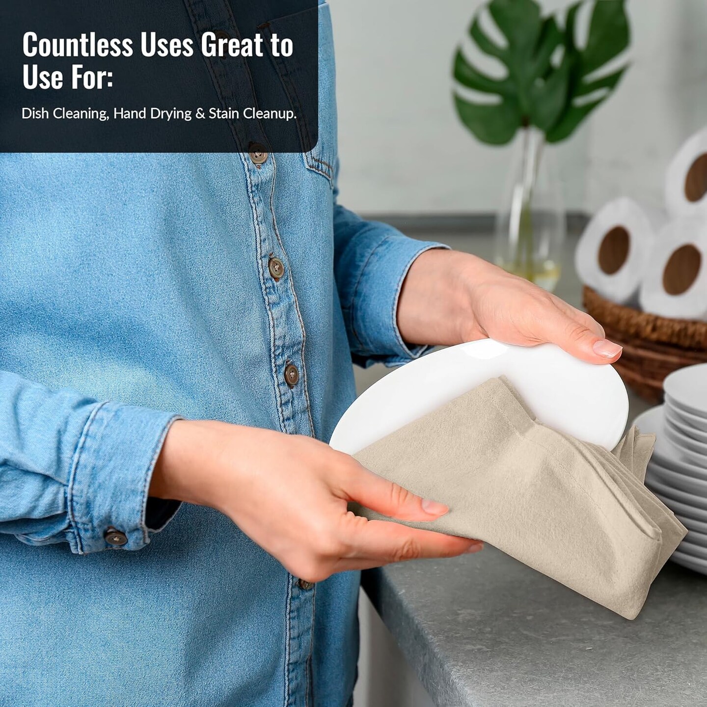 12-Pack Flour Sack Kitchen Towels – 33×38 Inch 100% Cotton Tea Towels, Natural Color, Multipurpose for Baking, Bread Proofing, Cheese Straining, Cleaning, Drying, and Embroidery