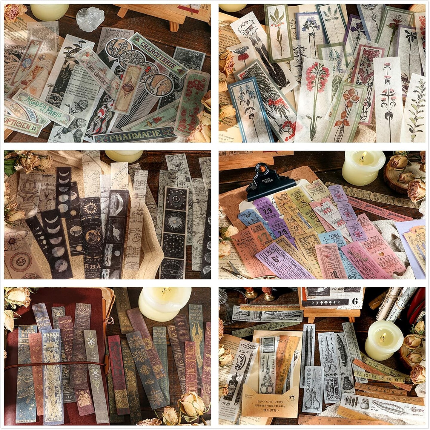 40pcs Scrapbook Vintage Stickers for Journaling (Library 40pcs) 6.3 x 2.5 x 0.7 inches