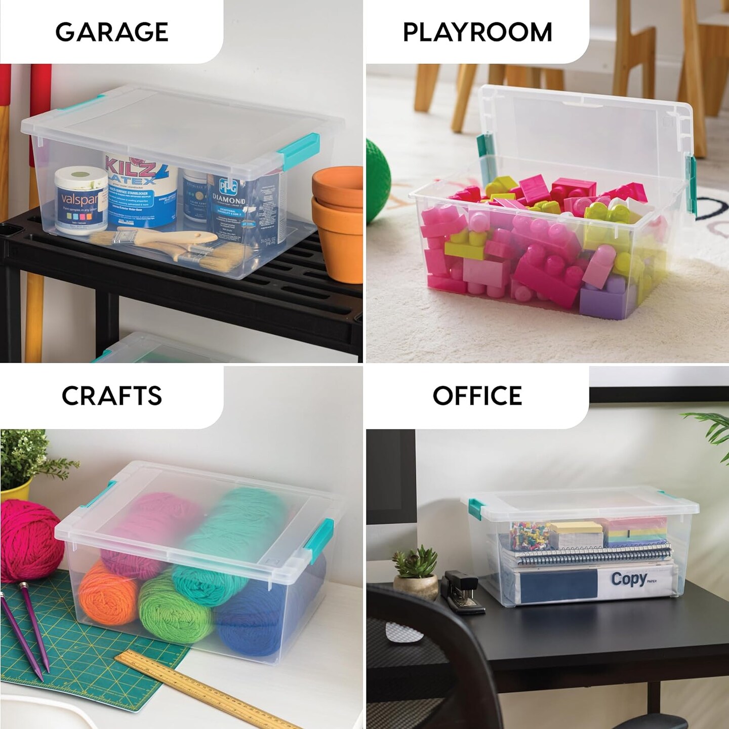 12 Qt. Plastic Storage Bins Containers with Lids