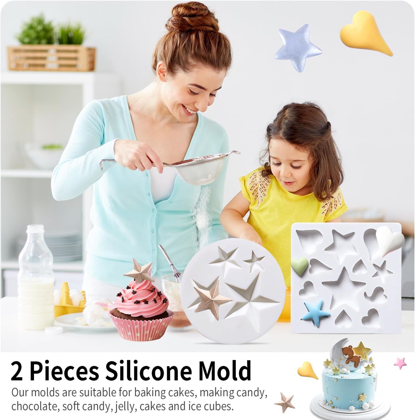 2Pcs Star Silicone Mold
