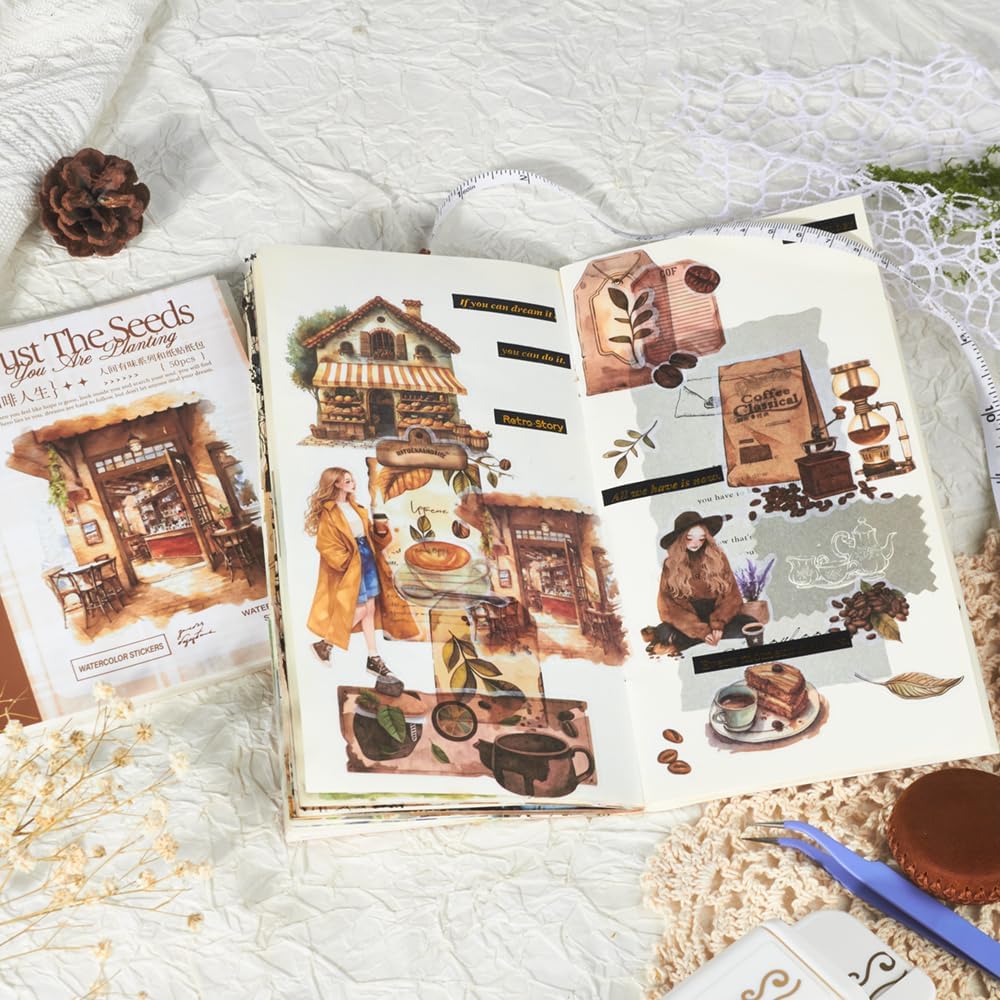 558pcs Coffee Journal Stickers for Scrapbooking(Coffee life stickers)