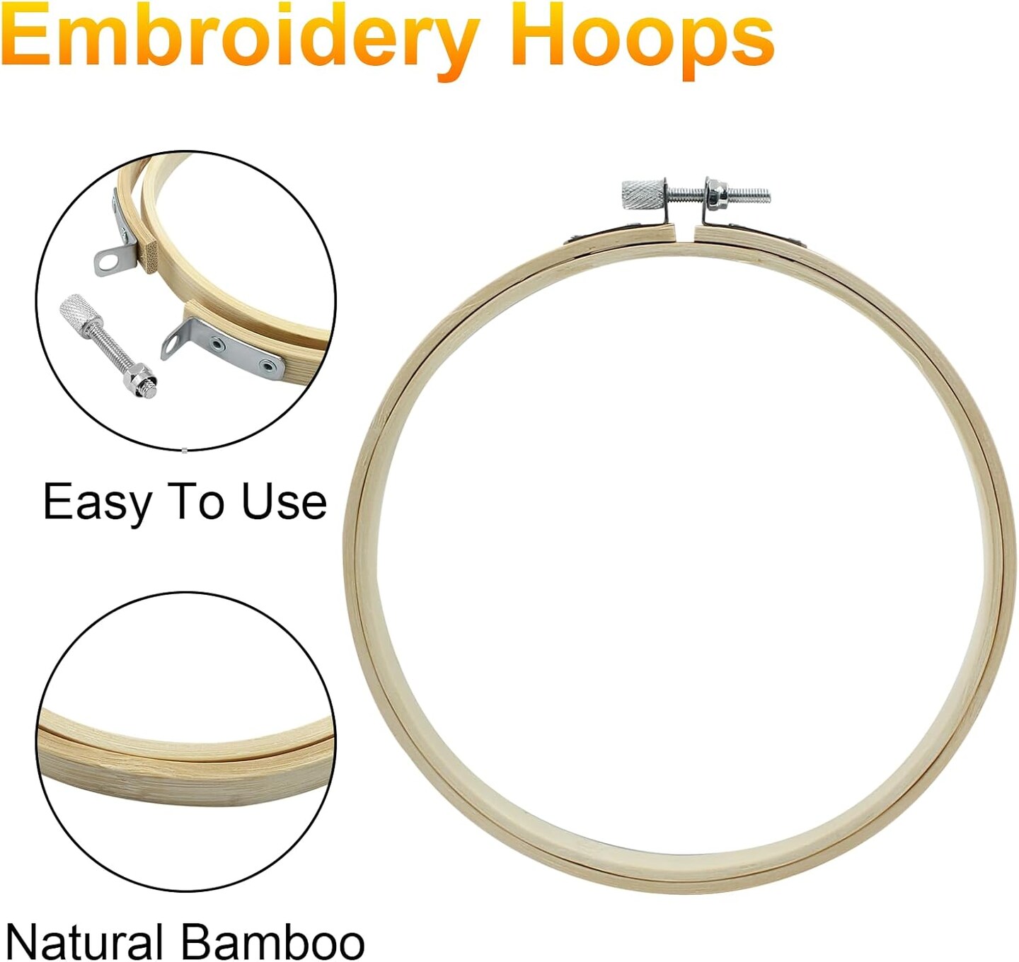 6 Pieces 6 Inch Embroidery Hoops, Round Wood Embroidery Hoops