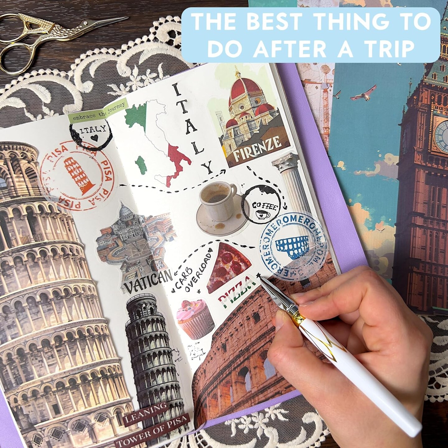 300+ Travel Scrapbook Stickers &#x26; 20 A5 Papers - Tales of Travel
