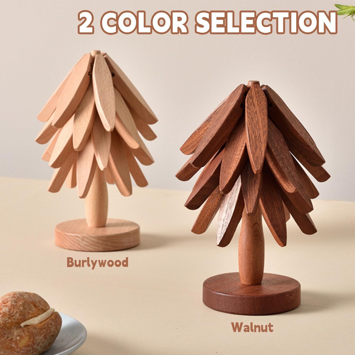 4 pcs Wooden Trivets for Hot Dishes