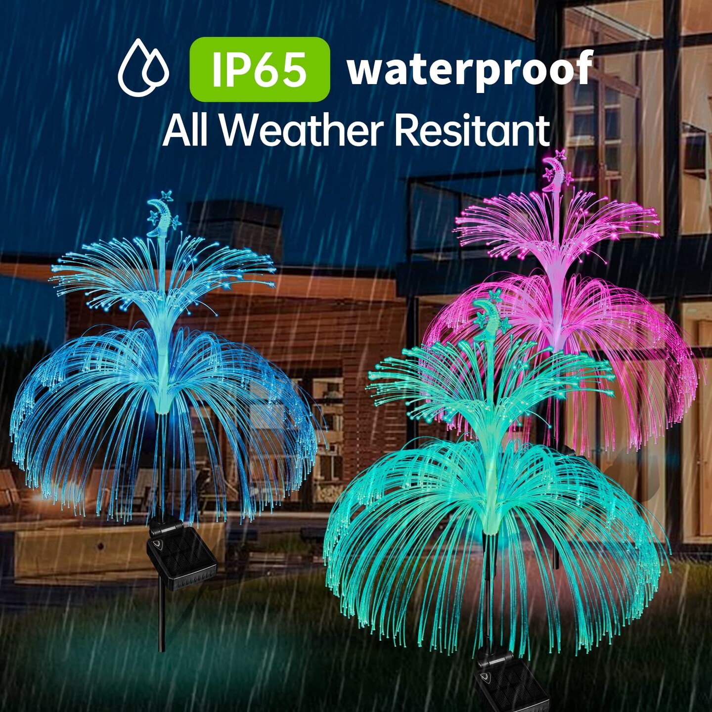 callica Solar Flower Lights Outdoor Garden Waterproof 3 Pack Solar Yard Lights 7 Color Changing Outdoor Decorative for Garden Pathway Party Wedding Birthday Holiday Decor