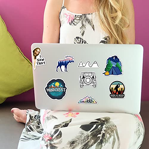 200PCS Camping Stickers - Water Bottles, Outdoor Adventure, Vinyl Waterproof Stickers Packs for Laptop, Travel &#x26; Hiking, Bike, Bumper, Suitcase, Luggage, Car, Wilderness, Nature