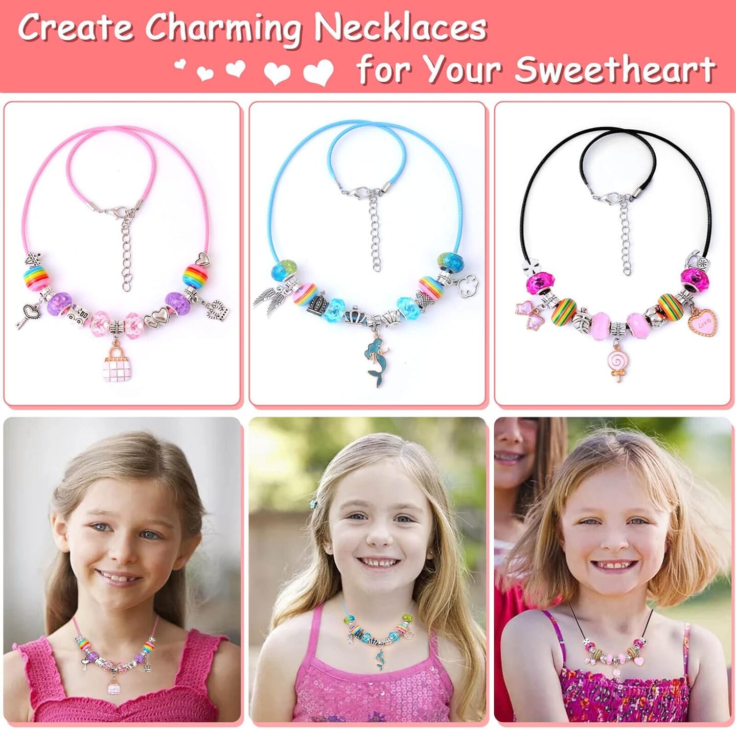 180 Pcs Charm Bracelet Making Kit for Girls, Unicorn Mermaid Crafts Gifts Set Charm Bracelets Kit DIY Arts & Crafts Making Supplies with Beads, Pendant, Bracelets, Necklace Cords Gift for Teens Girls