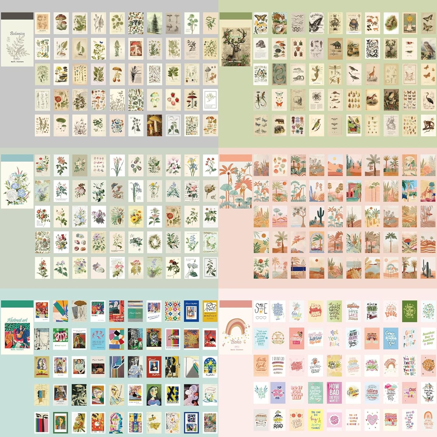 12 Sets 600 Sheets Washi Vintage Scrapbook Sticker Set 5.35 x 5.35 x 0.86 inches