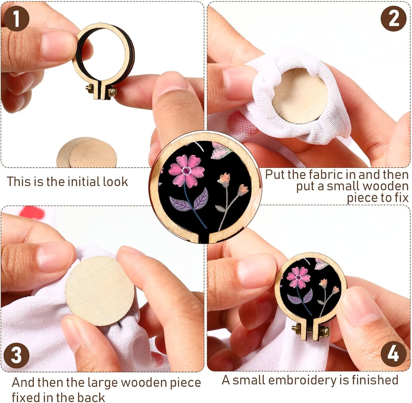 20 Pieces 1 Inch Mini Embroidery Hoops Wooden Small Tiny Embroidery
