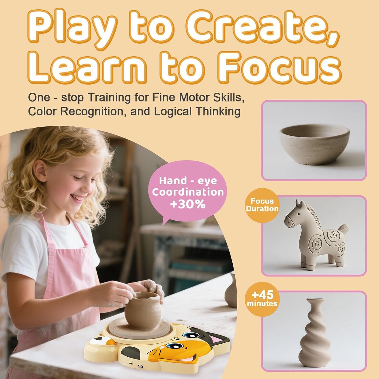 Pottery Arts and Crafts for Kids Ages 8-12 with 3 Pack Painting Kit Air Dry Clay