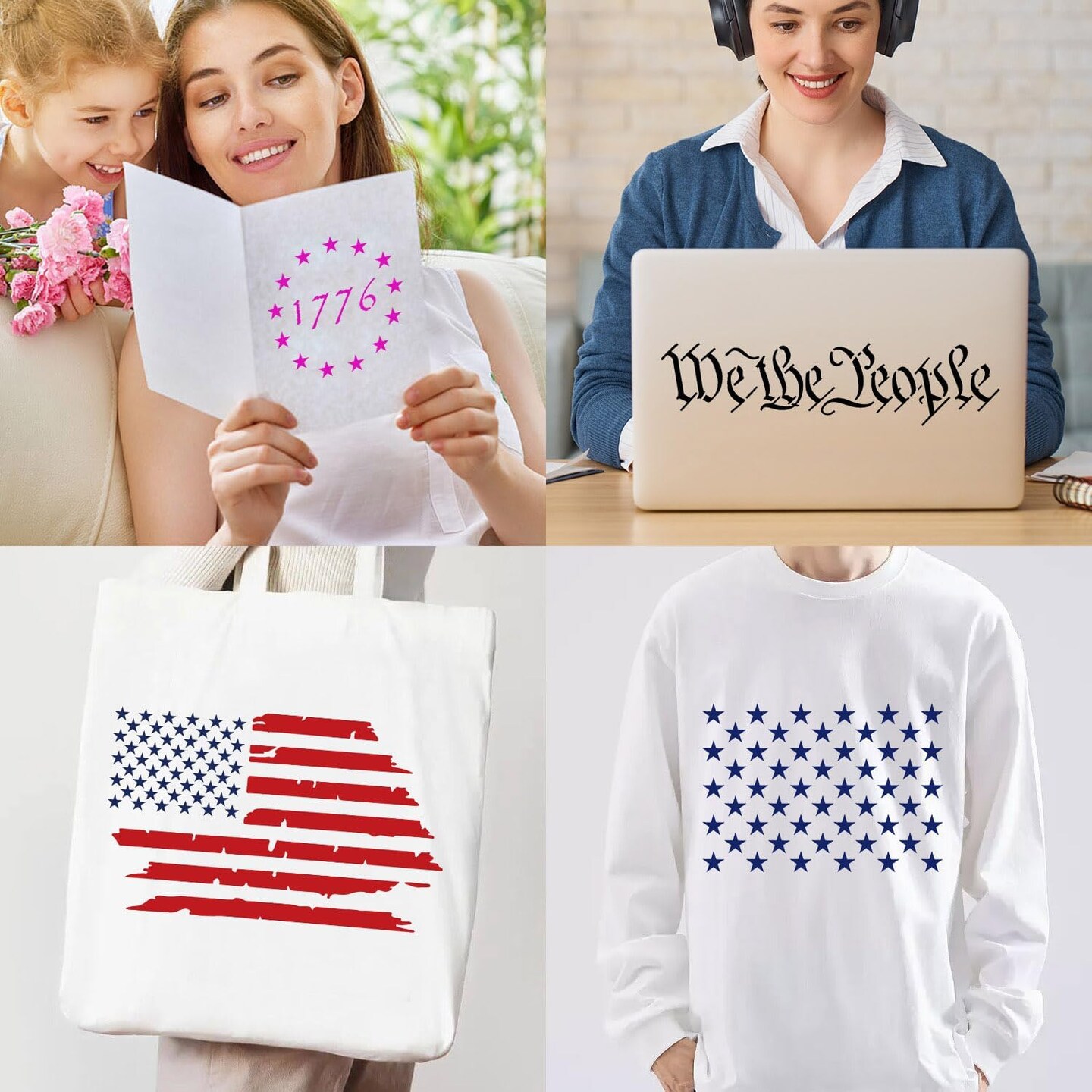 American Flag 50 Star Stencils - 13 Stars 1776 Templates (4 Styles)