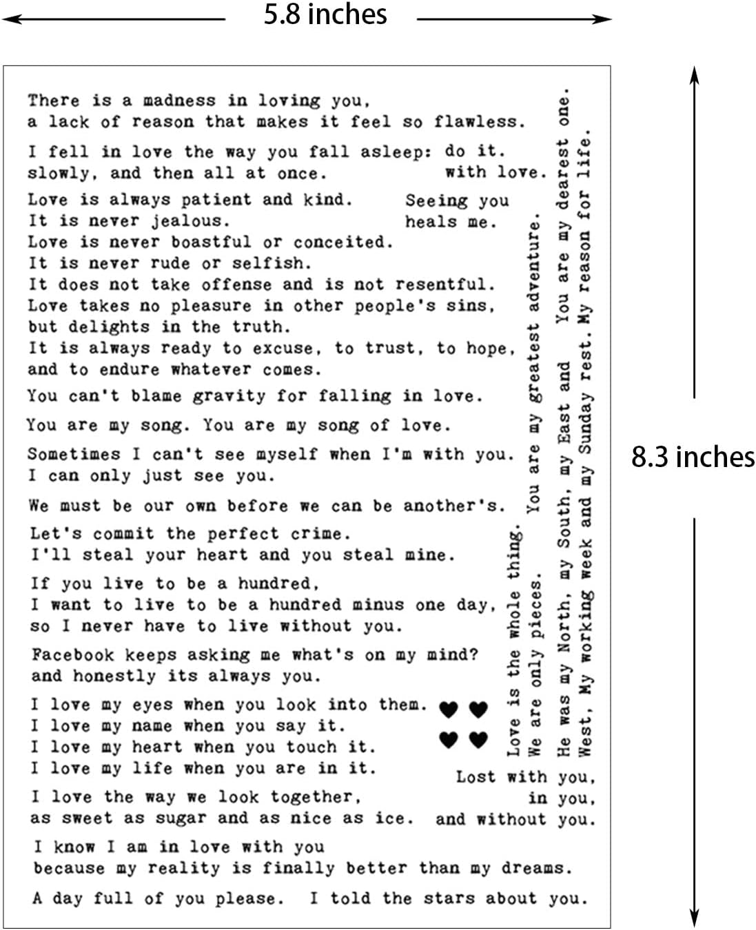 100+ Love Quotes Inspirational Scrapbook Stickers (Black) 8.3 x 6 x 0.1 inches