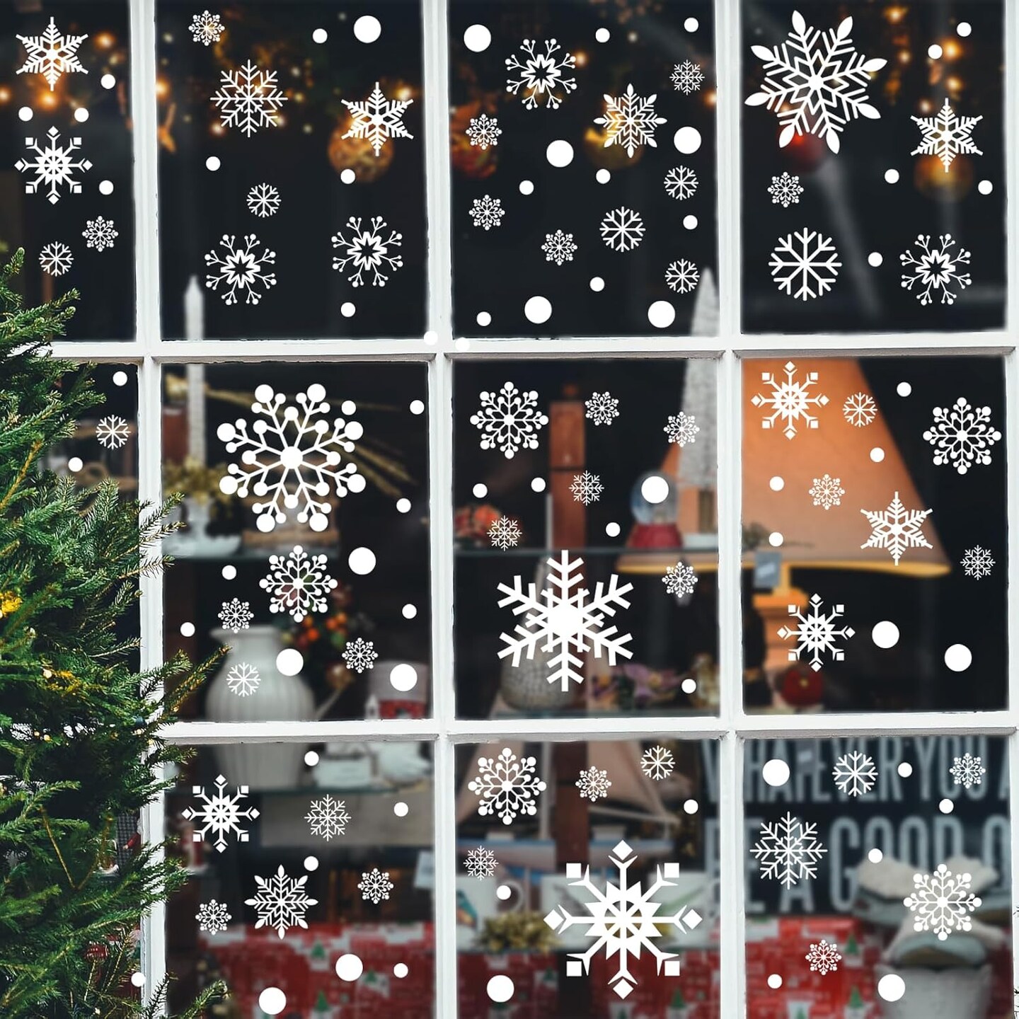 80 Pcs Snowflakes Window Clings Stickers 8 Sheets