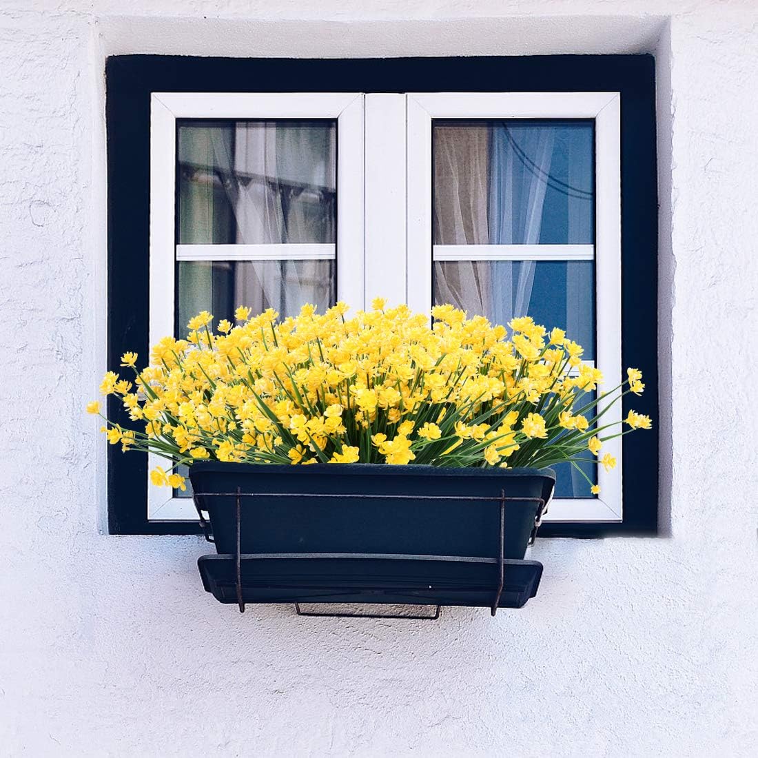 6PCS Artificial Flowers Greenery Faux Plastic Bushes (Yellow)