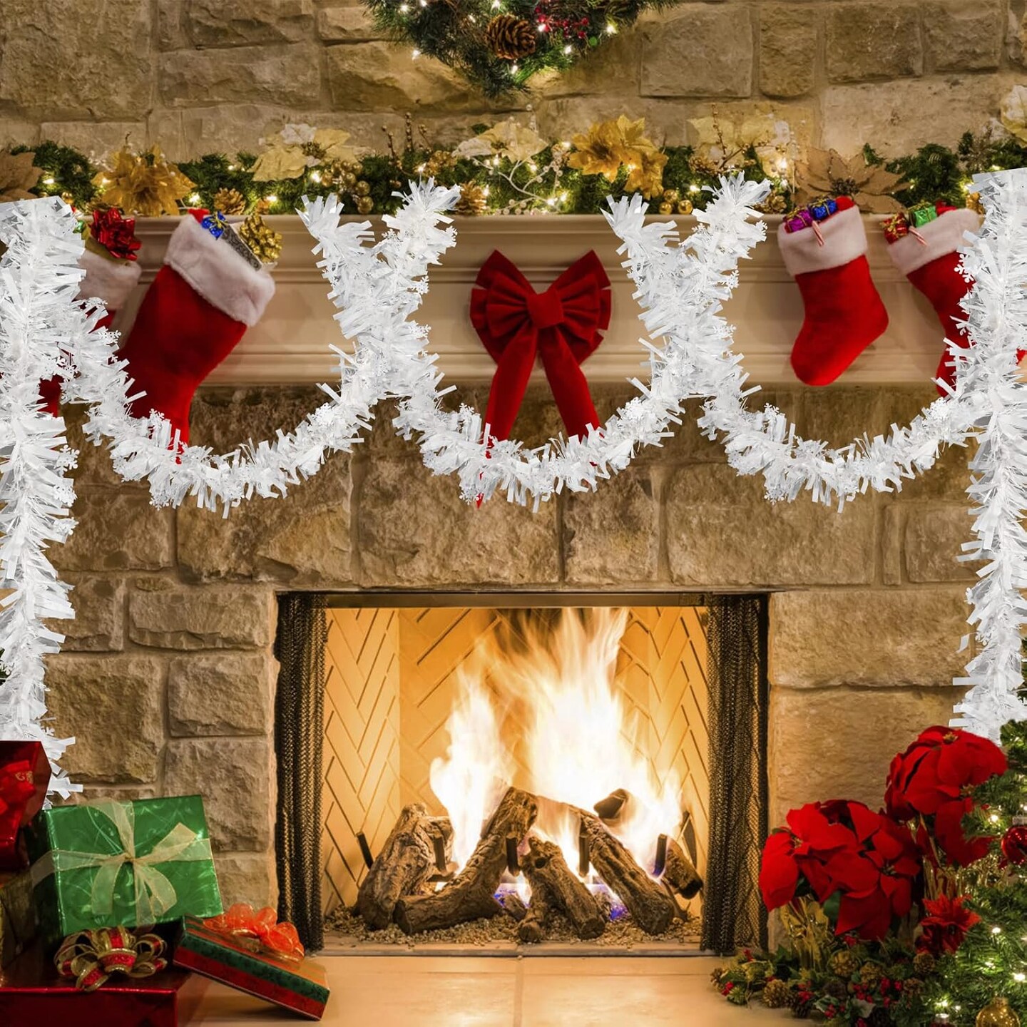 Snowflake Christmas Tinsel Garland