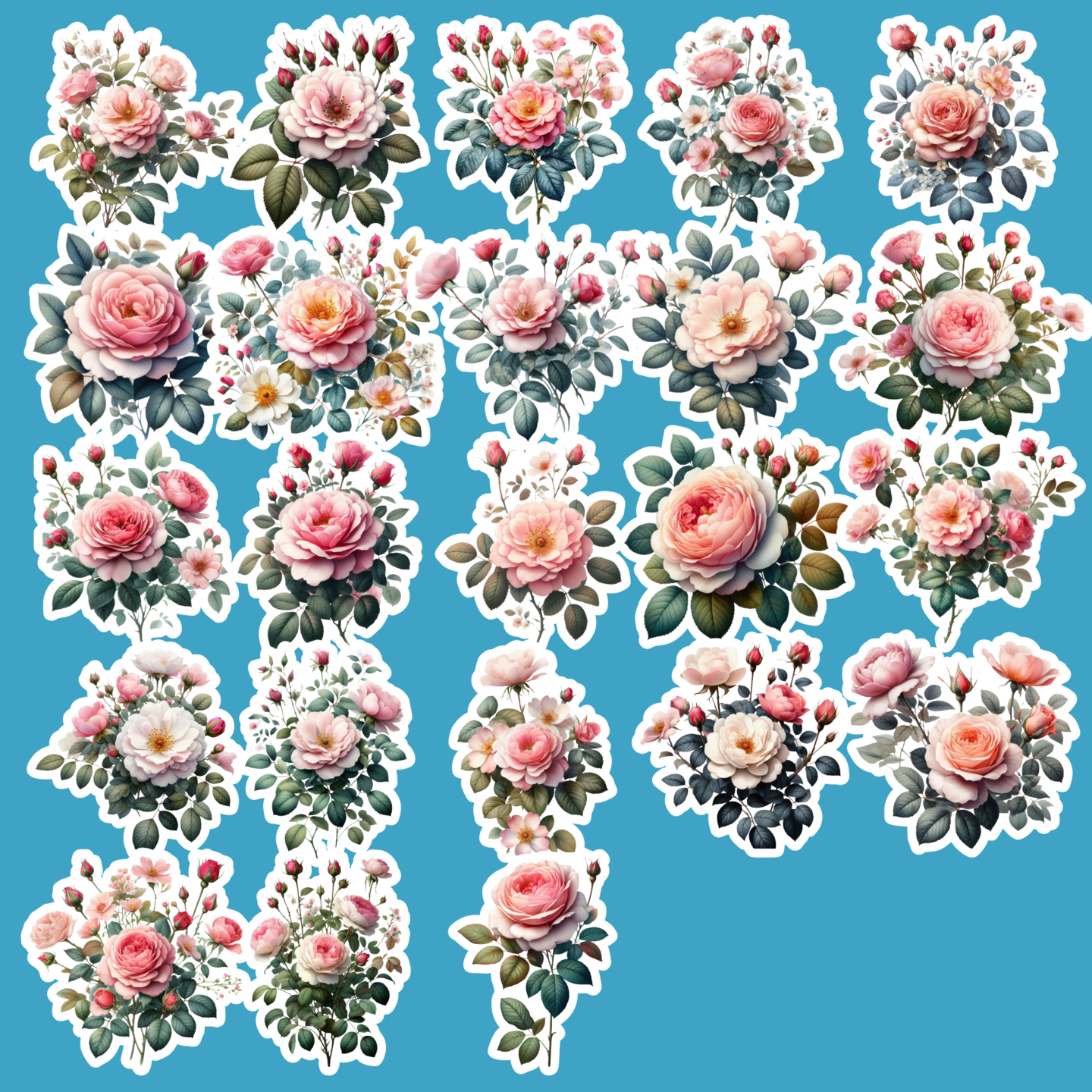 Rose Flower Stickers, Roses, Floral, Wedding Stickers | MakerPlace by ...