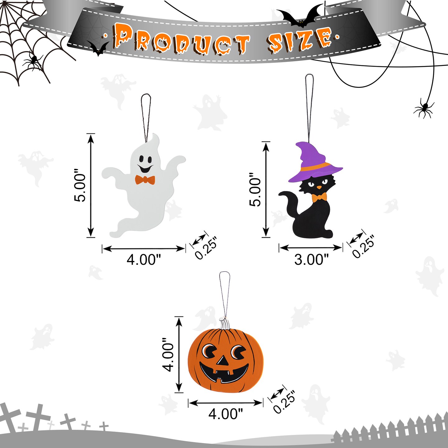Set of 3 18.5&#x22;H Halloween Cat/Witch/Pumpkin Wood Nutcracker