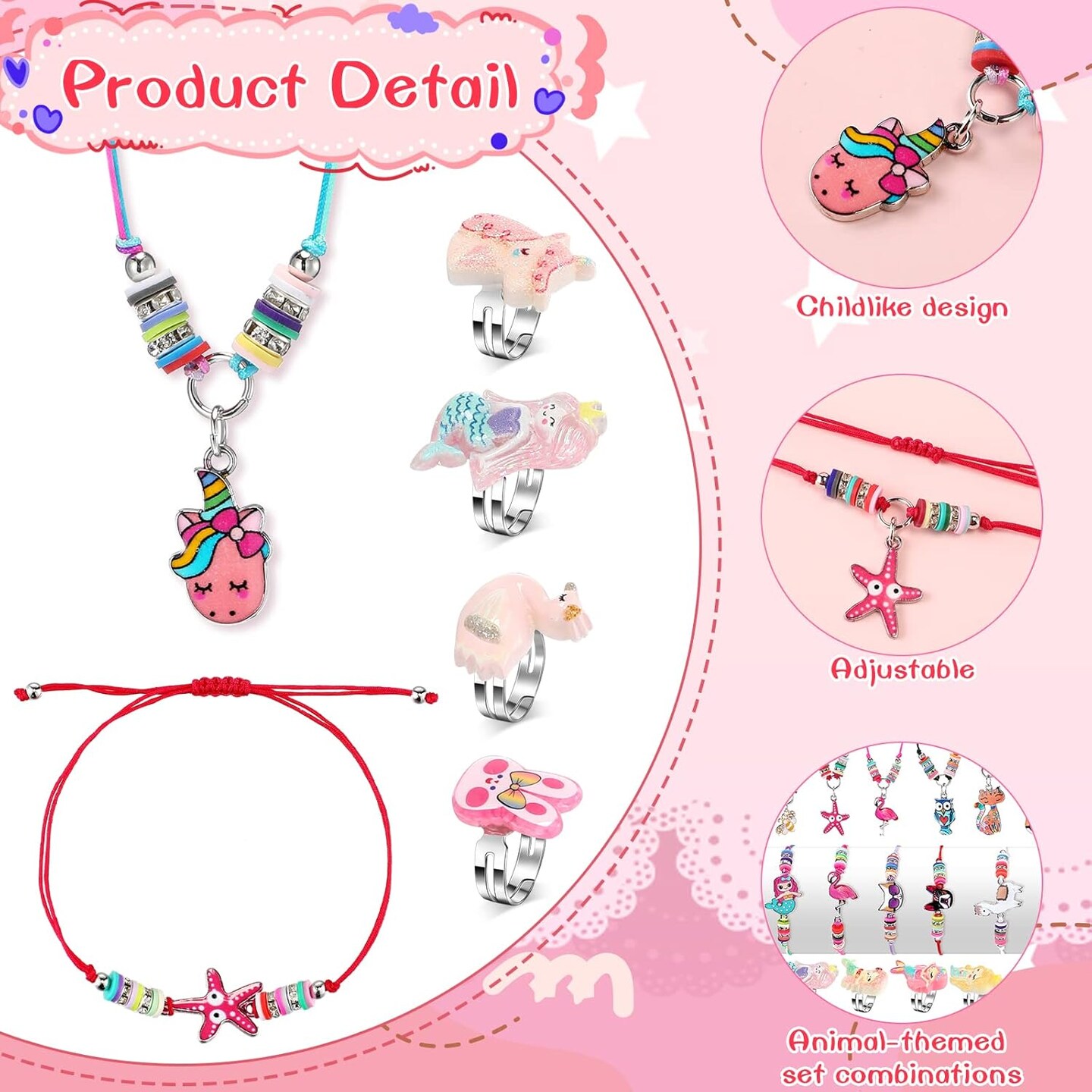72 Pcs Little Girls Jewelry Sets Dresses up Jewelry for Kids[Multiple]