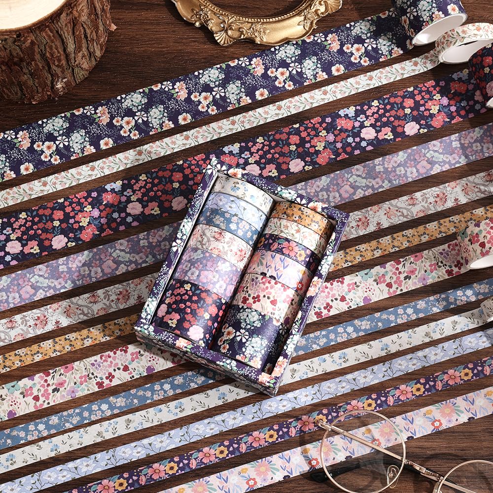 12 Rolls Floral Washi Tape Set - (Colorful2)