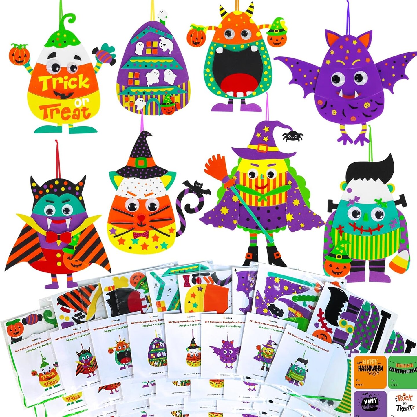 24 Sets Fall Crafts Kits - DIY Halloween Ornaments &#x26; Decorations Art Sets