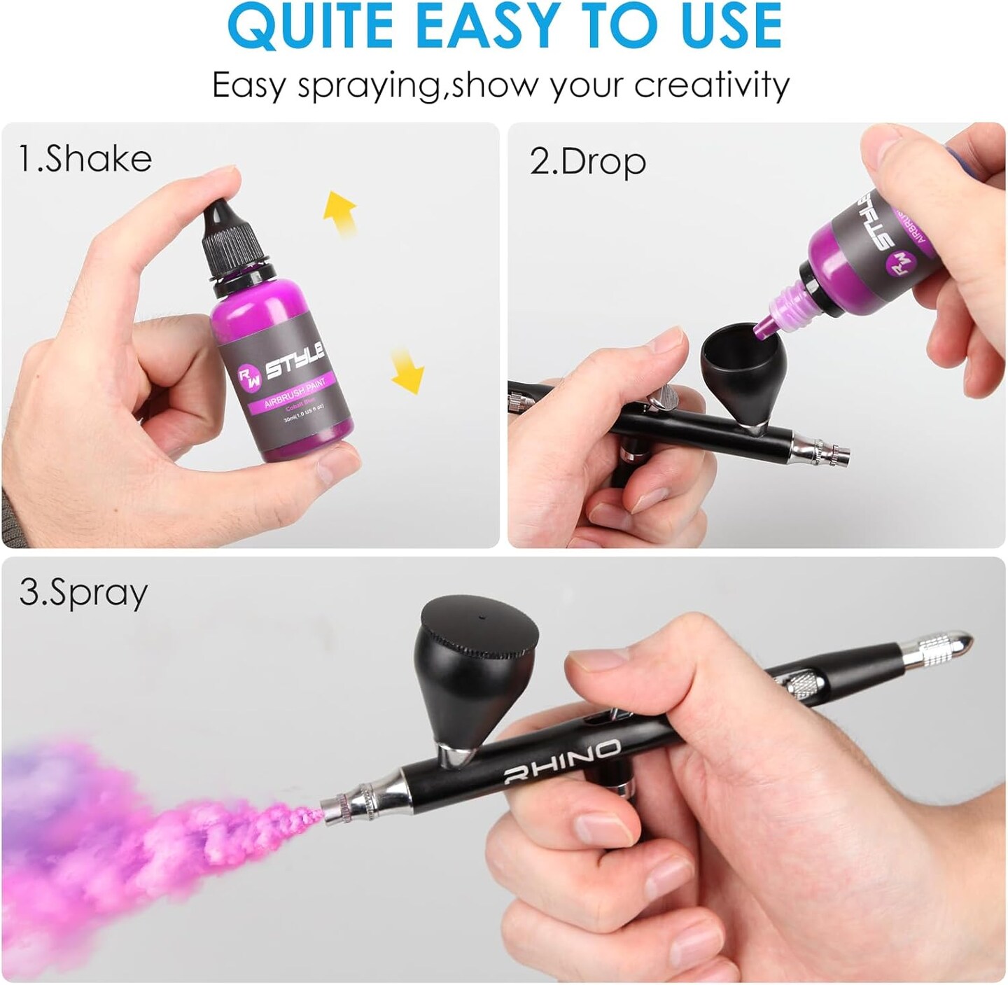 Airbrush Paint - 44 Colors with 4 Thinner Airbrush Paint Set