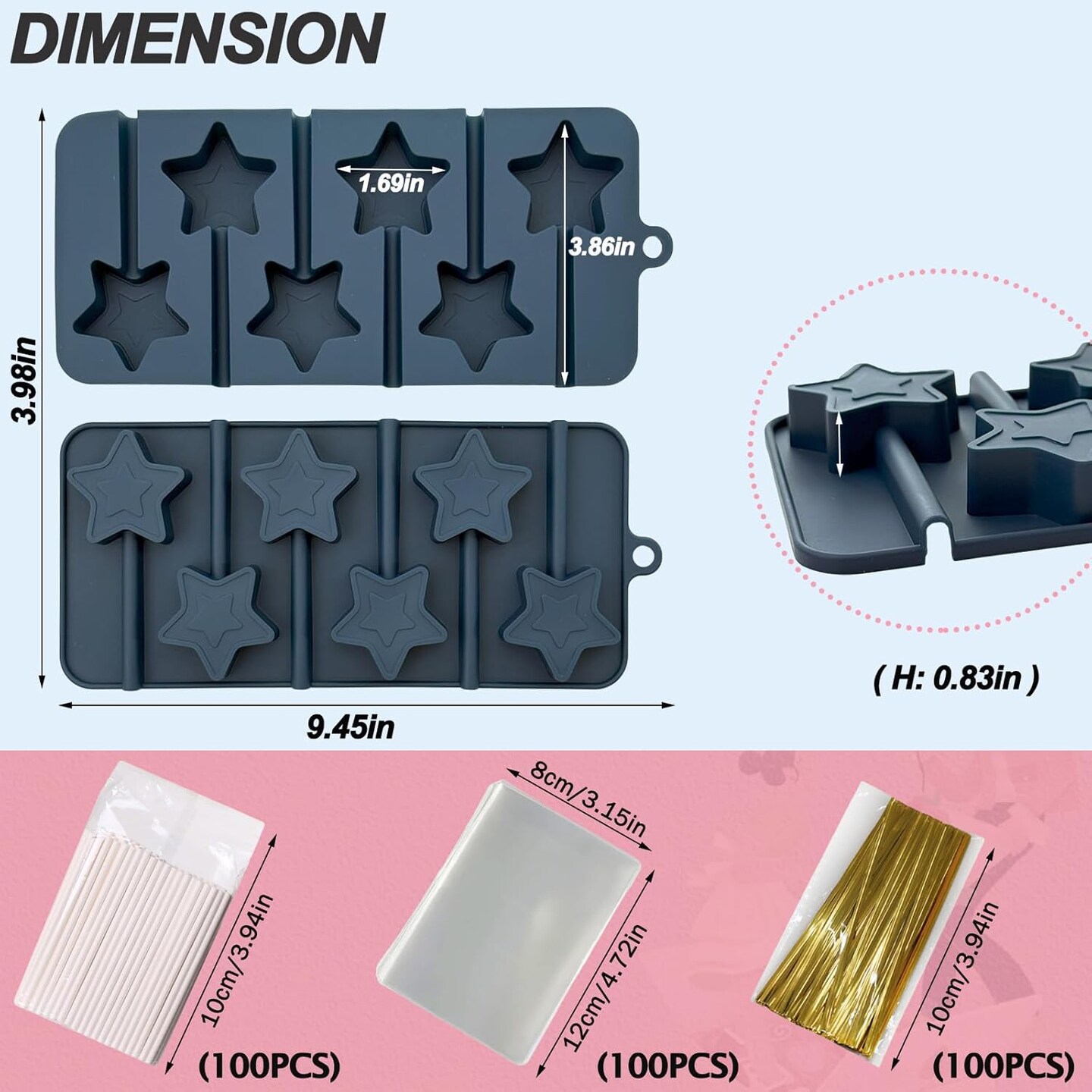 2 Pack Star Shape Silicone Chocolate Candy Molds