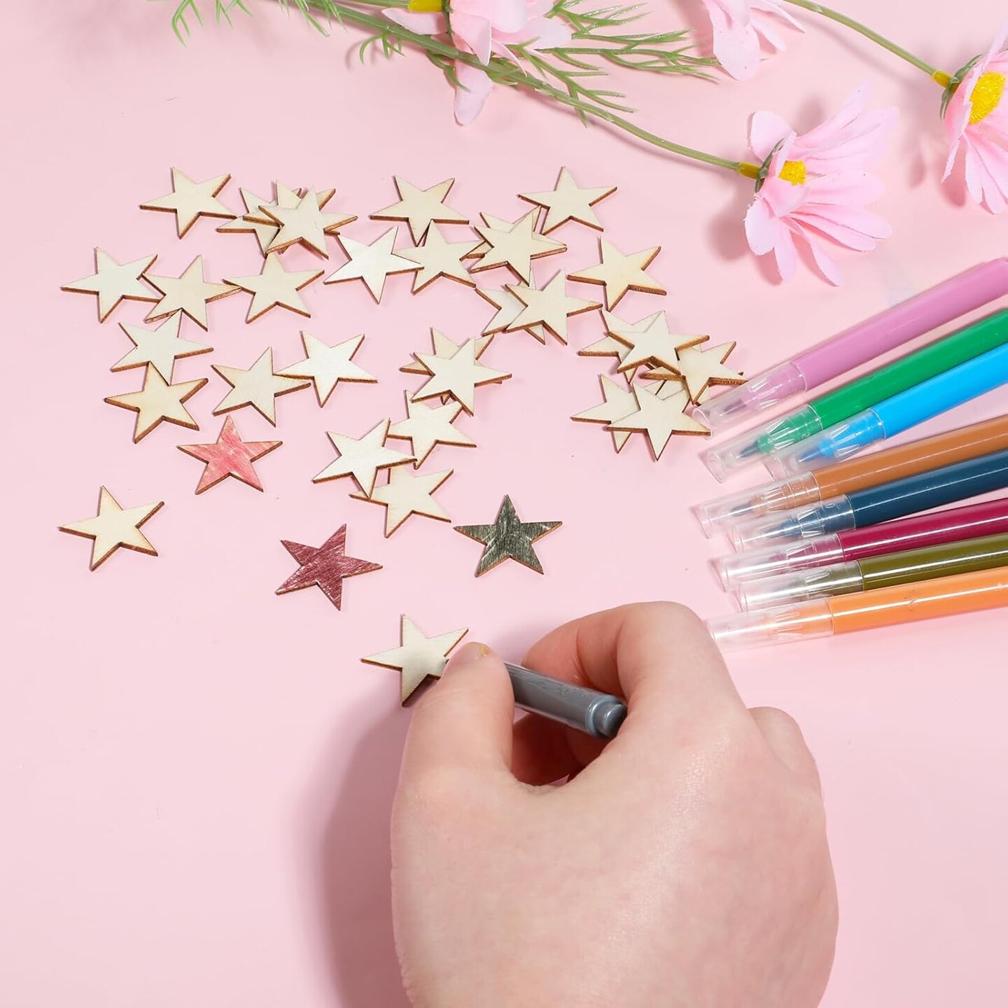 200 PCS Small Wooden Stars for Crafts - Craft Stars Unfinished Wooden Star